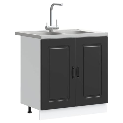 Armoire de cuisine moderne Kalmar en bois noir de qualité