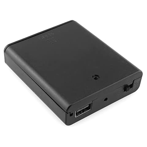 DGZZI 4xAA Battery Box 4 Slots AA Black Battery Storage Cases with Cover ON/Off Switch and USB Female Socket Battery Holder Cover