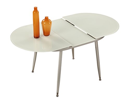 Chintaly Imports Donna Self-Storing Extension Dining Table, White #TOP3
