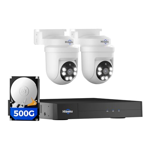 Hiseeu 3K 360°View PTZ Wired Security Camera System with Color