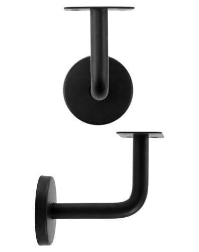 Miniatura 2 de Qwork 5 Piezas Soporte Para Barandilla Escalera - Acero Inoxidable - 60x80 Mm - Negro Barandilla