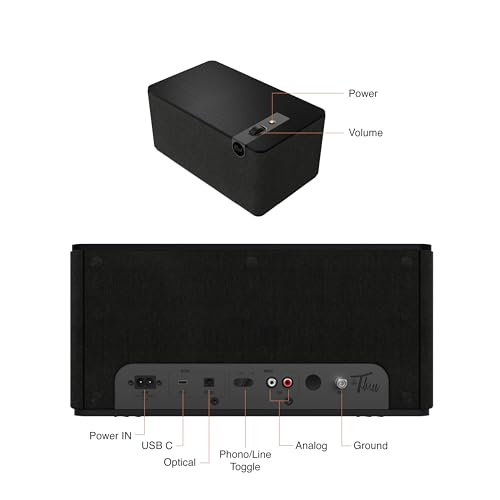 Image of Klipsch The Three Plus Premium Bluetooth Speaker System, Turntable Ready with Phono /RCA Inputs, Bluetooth 5.3 with Up to 40 ft. of Distance, Matte Black
