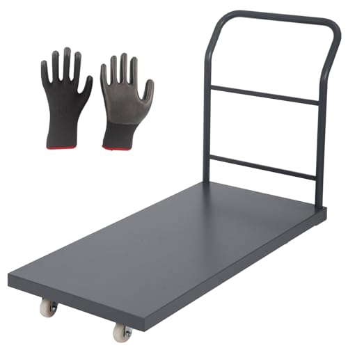 Heavy Duty Flatbed Cart 48"x30" Platform Truck, 2000 lbs Capacity Steel Hand Truck with 4 Swivel Wheels, Industrial Utility Push Cart for Warehouse, Garage, and Moving Supplies