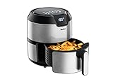 Tefal EY401D Heißluftfritteuse Easy Fry Deluxe XL | 1500 W | Kapazität 4,2 L | 8 Automatische Programme | Digitales Display | Timer | Pommes | Air Fryer | 6 Portionen | Edelstahl/Schwarz