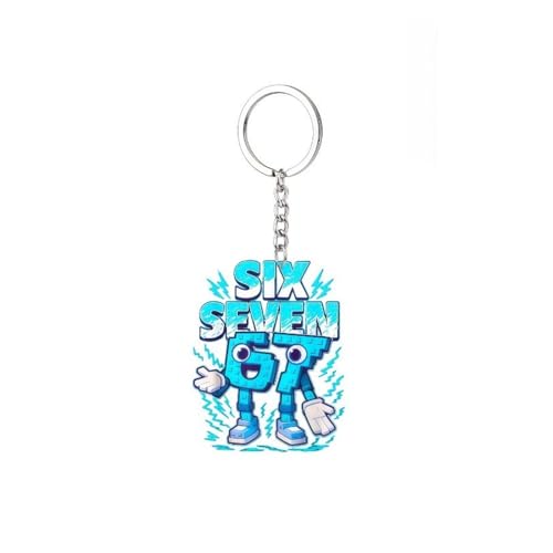 DIOWUS 67 Meme Keychain, Funny Six Seven Keychain 6-7 Popular Saying Funny Tiktok Slang Wording Backpack/Bag Charm Accessory (Six+seven)