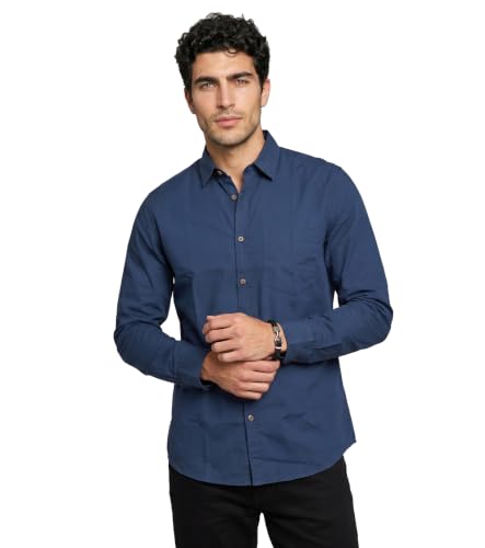 Image of Amazon Brand - INKAST Men Solid Cotton Shirt | Casual Wear | Basic Essential Plain Everyday & Office Wear | Full Sleeve | Regular Fit