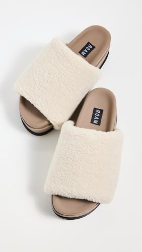 R0AM Women's Fuzzy Platform Slides4