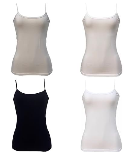 City Rose 4- Pieces Women Camisole Underwear Cotton 95% Lycra 5% (MultiColor L)
