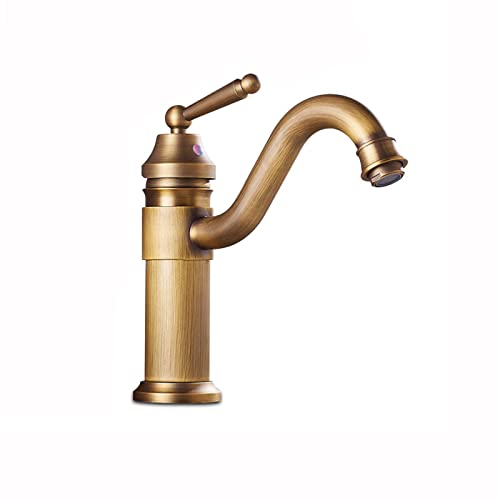 Grifo de latón antiguo negro para lavabo de baño con diseño vintage elegante
