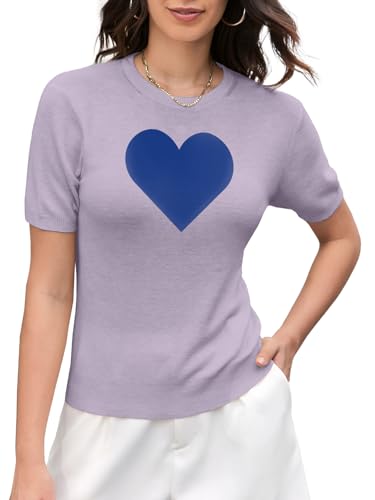 Image of DAIMIDY Women's Short Sleeve Sweaters Lightweight Summer Sweater Casual Knit Pullover Tops