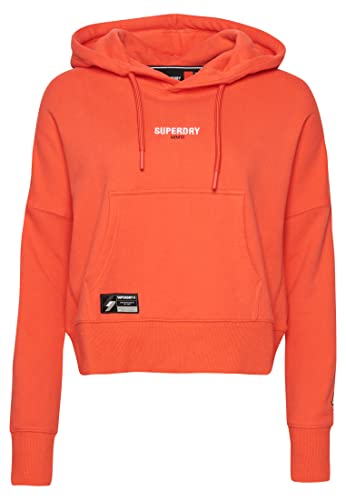 Superdry Damen Code Micro Logo Hood Sweatshirt, Hyper Fire Coral, 40