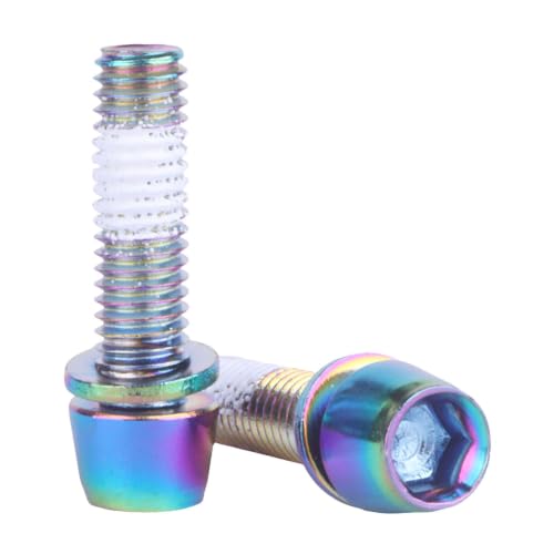 Image of Steel M5x18mm Bolts with Washer, Allen Hex Tapered Screw for Bicycle Stem, Pack of 6 (Ranibow)