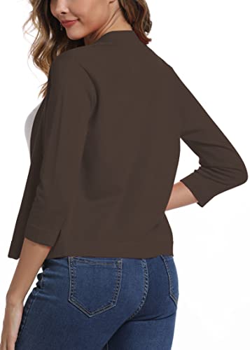 Women's 3/4 Sleeve Lightweight Cropped Cardigan Sweaters Open Front Bolero Short Shrugs for Dresses3