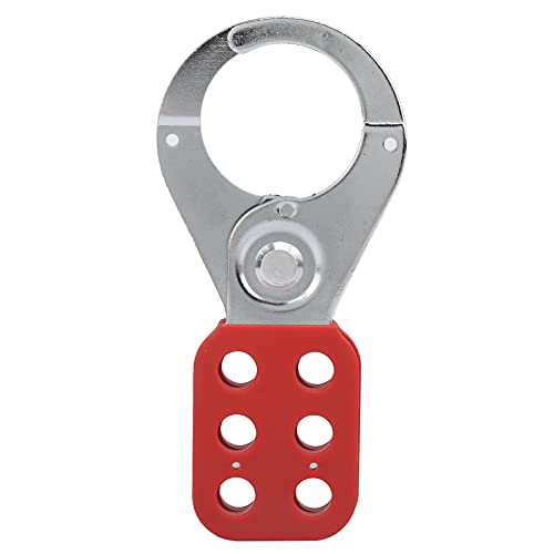 Klanata Lockout Hasp, 6-Hole Industrial Security Tool with Steel and Plastic Insulation, 1.5in Inside Jaw Diameter, Lock Out Tag Out Safety Hasp for Industrial and Workplace