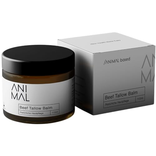 Animal Based Beef Tallow Balm 110ml - Rindertalg Gesichtscreme - Natürliche Hautpflege mit Rinderfett, Olivenöl, Bienenwachs & Vitamin E - Beef Tallow Creme - Beef Tallow Skincare - halal