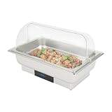Calentador eléctrico aparador con pantalla LED, 9 l aparador calefactor 2 bandejas de acero inoxidable, temperatura ajustable 35-90°C para fiestas, bodas y recepciones en casa