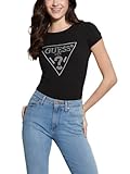 Guess Womens Short Sleeve Embellished Logo R3 Tee, Jet Black, Extra Large