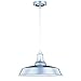 VAXCEL Farmhouse Indoor Outdoor Pendant - Dorado Satin Silver/White Steel Shade, Hanging Ceiling Light with Adjustable Cord, Exterior Barn Light for Porch, Patio, Front Door, Entryway, Patio