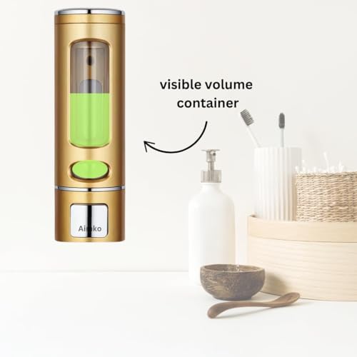 Image of Wall-Mounted Liquid Soap Dispenser | Multi-Use for Hand Sanitizer, Shower Gel, Dish Soap, Shampoo & Foam | ABS Plastic, Leak-Proof & Refillable | Space Saving for Bathroom & Kitchen (Golden)