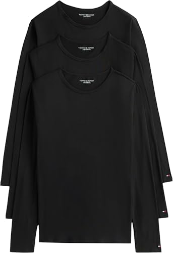 Tommy Hilfiger Magliette Maniche Lunghe Uomo Confezione da 3 Basic, Nero (Black/Black/Black), M