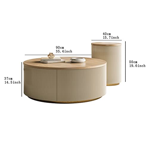 AAGAZA NIZAME Massivholz Couchtisch Moderne Abgerundete Tischplatte 2 Schubladen Minimalistisch Kreativ Einfach Haushalt Wohnzimmer Kleines Haus/1682 – Bild 4