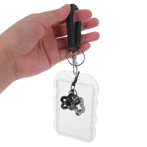 Fundas para credencial transparentes con resorte negro y diseño compacto, pack de 3 4