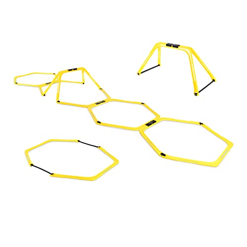 MSPORTS Koordinationsleiter Premium Multifunktional, 6X Hexagon-Elemente als Agility-Leiter u. Hürden kombinierbar Trainingsleiter Fußball Koordinationstraining Leiter