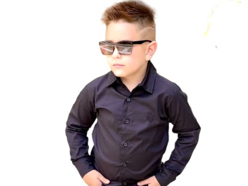 Camisa Social Masculina Infantil Manga Longa Preta Tamanho 1 ao 8 (8)