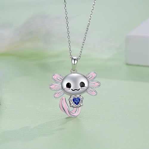 Axolotl Necklace 925 Sterling Silver Axolotl Pendant Cute Animal Jewelry Gift for Women4