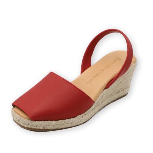 Image of Espadrilles Wedges for Women, Dressy Soft Leather Peep Toe Womens Espadrille Sandals, Comfortable Casual Summer Slip On