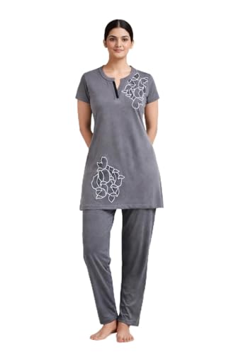 Image of Duchess Women's Cotton Printed Long Length Night Suit Set