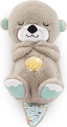 Fisher-Price Soothe 'n Snuggle Otter, bärbar speldosa i plysch med musik, ljud, ljus och andningsrörelser, FXC66