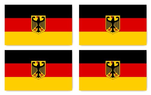Aufkleber: 200x120 mm 4 Stück - Flagge - Deutschland - mit Hoheitsabzeichen/mit Adler - DE - für Auto Koffer Laptop und mehr