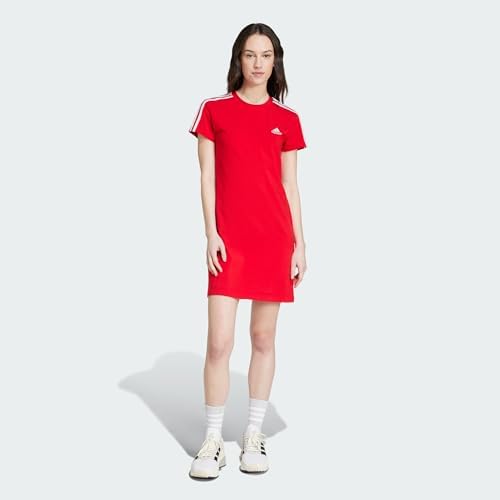 adidas Essentials Women's 3-Stripes Single Jersey Fitted Tee Dress :  Amazon.com.be: Fashion