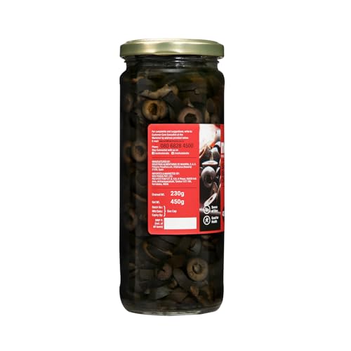 Image of Neo Sliced Black Olives 450g l Spain Olive l Low Fat Ready-to-Eat Healthy Snack, Source of Fibre l Enjoy as Topping for Pizza & Pasta l 450g
