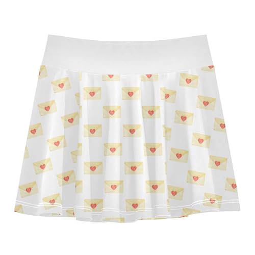 Girls Skorts High Waist Athletic Skirts with Shorts Love Letter Stretchy Teens Performance Tennis