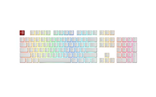 Image of GLORIOUS Aura V1 (White) Pudding Keycaps - Double Shot PBT Translucent for Mechanical Keyboards, 104 Key Set, TKL, Compact Compatible, English (US) Layout (Aura (White))