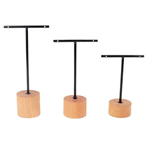 Preisvergleich Produktbild SODIAL Neuer Ohrring Halter, Schmiede Eiserner Massiv Holz StNder, Ohrring Aufbewahrungs UnterstüTzung, Schmuck StüTzen, 2 Loch Rund Boden