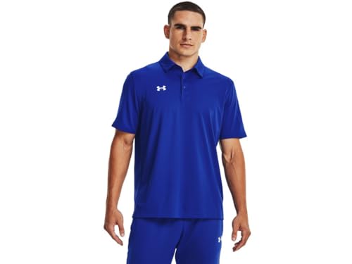 Under Armour Mens Tech Team Polo Shirt - Breathable and Quick Dry LGT Royal-White