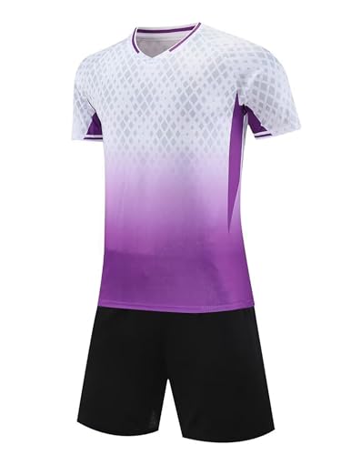 Hansber Kids Boys Shorts Set Gradient Color T-shirt With Loose Shorts for Athletic Workout White 13-14 Years2