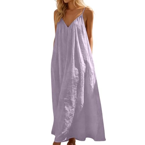 Robe d'été femme longue fluide sans manches style casual décontracté