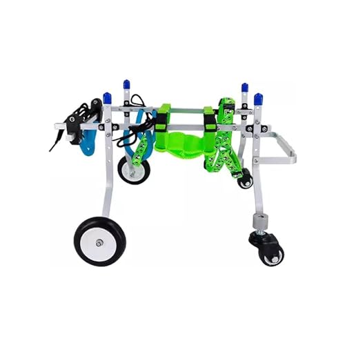 Dog Wheelchair 4-Wheel Pet Assist Wheel Chair for Arthritis, Senior, Aluminum Exercise Walker Wheelchair for Small Dogs, Adjustable Disable Hip Support Trolley(XX-Small)