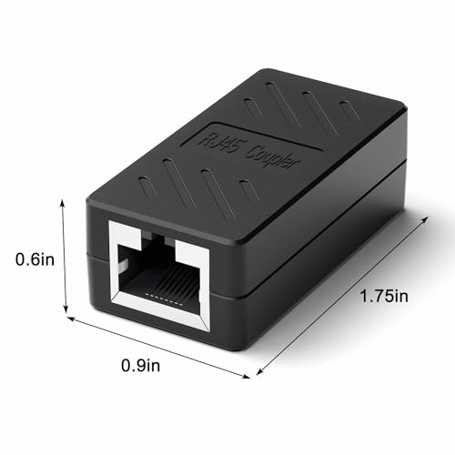 RJ45 Coupler, in Line Coupler Cat7/Cat6/Cat5e Ethernet Cable Extender Adapter Female to Female (6 Pack Black)