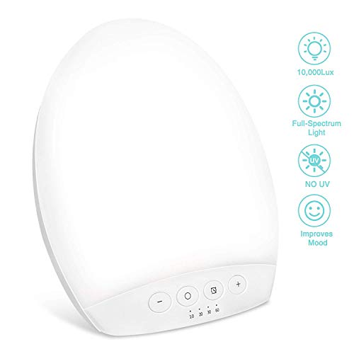Tageslichtlampe 10000 Lux, Gegen Depressionen Sonnenlicht, UV freie Gradientenhelligkeit, LED Tageslicht mit Timer, Stufenlos Dimmbare, Simuliert