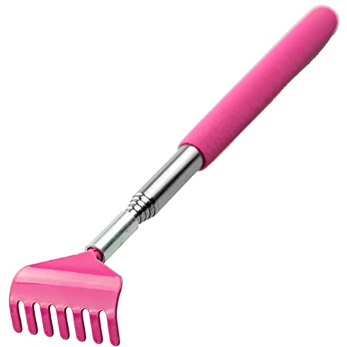 Stainless Steel Back Scratcher Massager - Telescoping Scratching Tool With Extendable Handle for Adults, Men, Women - Portable Itch Relief (Pink)