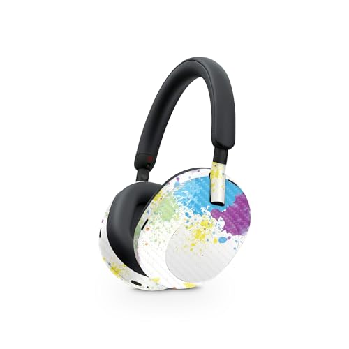 Image of MightySkins Carbon Fiber Skin Compatible with Sony WH-1000XM5 Headphones - Splash of Color | Protective, Durable Textured Carbon Fiber Finish | Easy to Apply