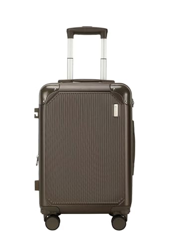 Mala Bordo 10kg Bagagem de Mão Expansivel Padrão ANAC com 4 Rodas duplas 360° Cadeado AntiFurto Mala de Viagem Alça Lateral com Divisória, Leve Resistente (prata) (MARROM)