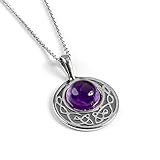 Celtic Amethyst and Sterling Silver Necklace, Amethyst Silver Jewellery, Classic Circle Neclace, Amethyst February Birthstone Gift