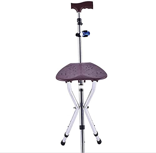 Canne siège pliante en aluminium réglable avec lampe torche pour aînés