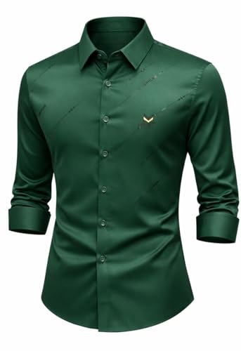 Image of IndoPrimo Men's Premium Satin Shirt for Party, Formal & Casual Wear - Stylish Designer Full Sleeve Shirt for Men